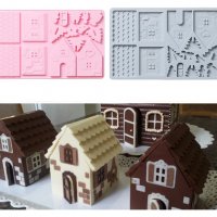 Силиконов молд 3D къща , декорация на торта фондан шоколадова къща коледен комплект, снимка 1 - Форми - 35800480