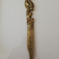 Античен китайски месингов нож за писма-рядък и уникален, снимка 11 - Антикварни и старинни предмети - 33753241