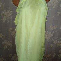 Н&М- М- Ефектна неонова рокля с голи рамене и волани, снимка 8 - Рокли - 41412980