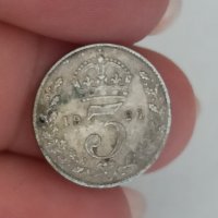3 пенса 1921 г сребро Великобритания , снимка 2 - Нумизматика и бонистика - 41573422