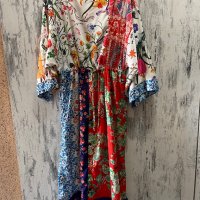 Дълга нова памук памучна елегантна ежедневна рокля тип кимоно широк ръкав флорален принт цветя , снимка 15 - Рокли - 41659723