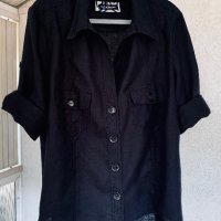 Черна ленена риза/туника SIXTH SENSE овързайз, снимка 3 - Ризи - 42136632
