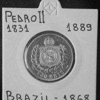 Монета Бразилия 500 Реис 1868 г. Крал Педро II, снимка 1 - Нумизматика и бонистика - 35778169