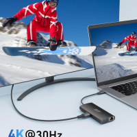 Acer USB C хъб с 4K/30Hz HDMI, 9-в-1 RJ45, 5Gbps USB-A 3.1,PD100W, VGA, снимка 4 - Кабели и адаптери - 44656171