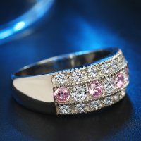Сребърен пръстен с цирконии и кристали, снимка 2 - Пръстени - 34254097