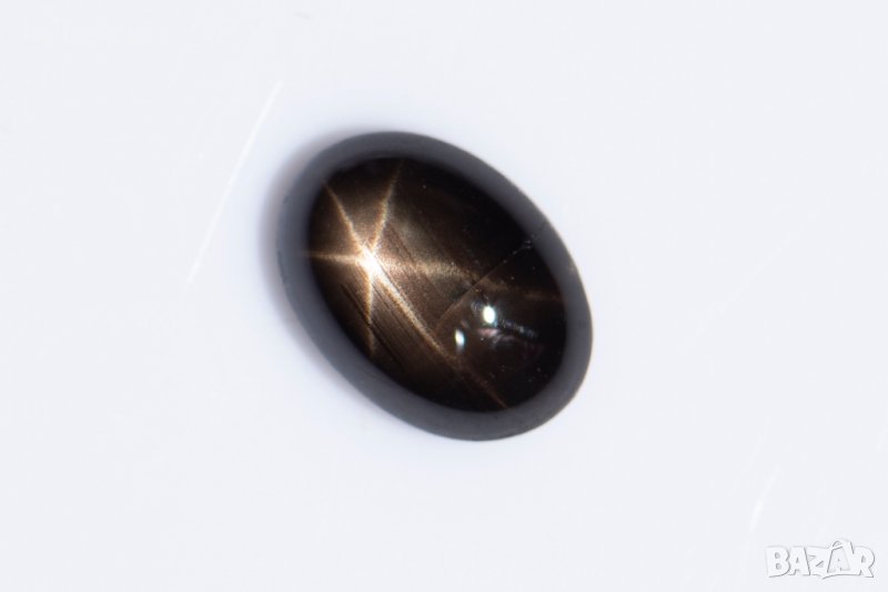 Черен звезден сапфир 1.20ct 6-лъчева звезда овален кабошон, снимка 1