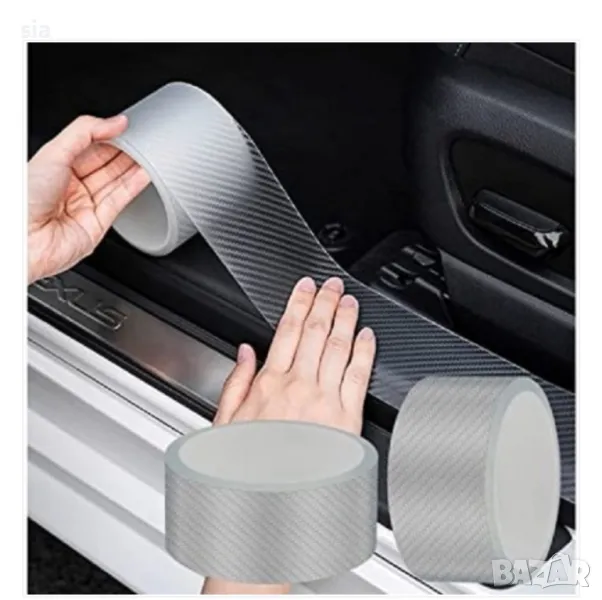 Фолио за прагове, бял карбон, Спойлер за брони и прагове, универсален, 50мм*3м, снимка 1