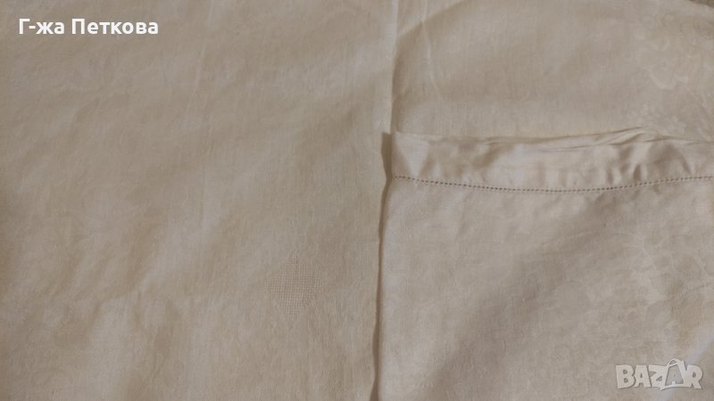 Продавам бяла ленена покривка на цветя 160/240, снимка 1