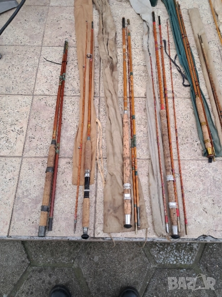 дървени и бамбукови стари въдици,Alcoock,др., снимка 1