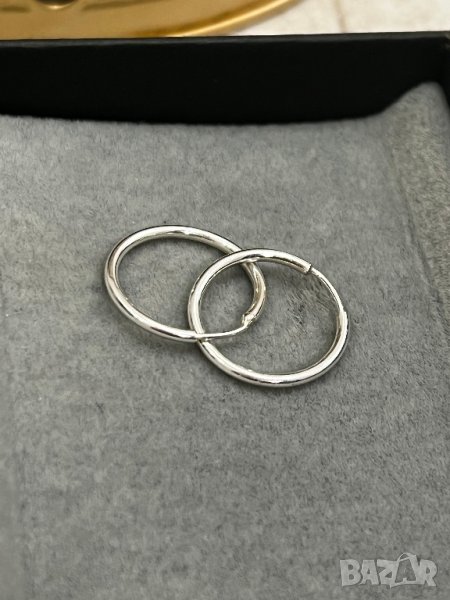 Сребърни обеци "ринг", снимка 1
