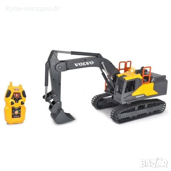 ОГРОМЕН RC рудничарски минен багер Dickey Toys Volvo , 60 см , 3 год + , жълто и сиво, снимка 1