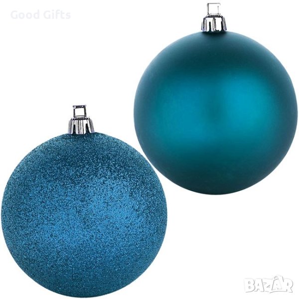 12 броя Комплект Сини коледни топки, 7см, снимка 1