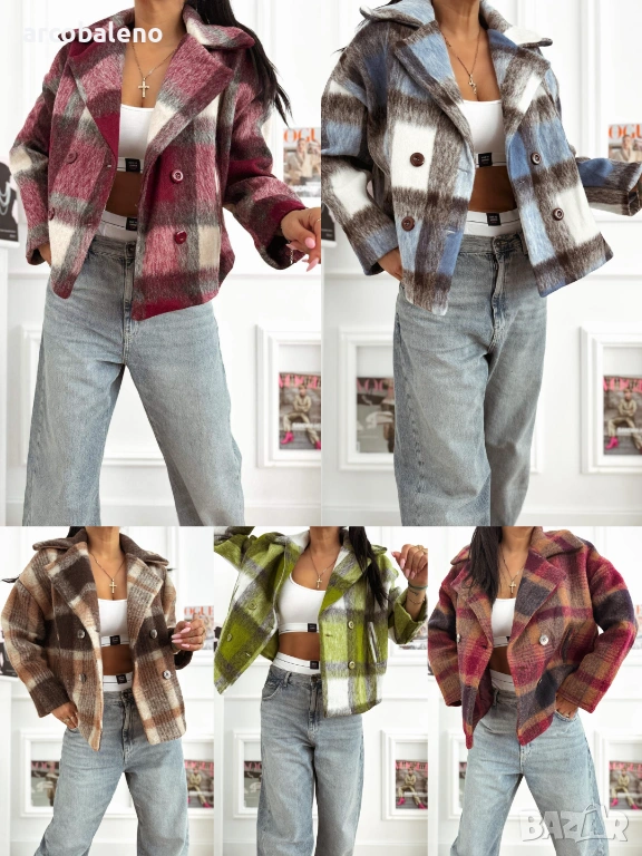 Дамско преходно карирано късо яке, 5цвята , снимка 1