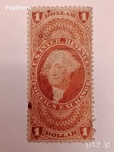 1860 САЩ 1 долар Джордж Вашингтон Таксова марка Много рядка , снимка 1