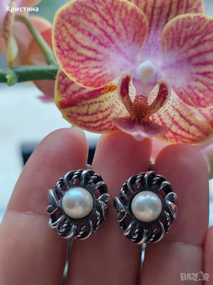 Руски (СССР) сребърни обеци, снимка 1