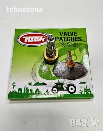 Вентил за вътрешни гуми на трактори, бръз монтаж с гумена пета,код 736 Valve Patches Tuck Индия, снимка 1