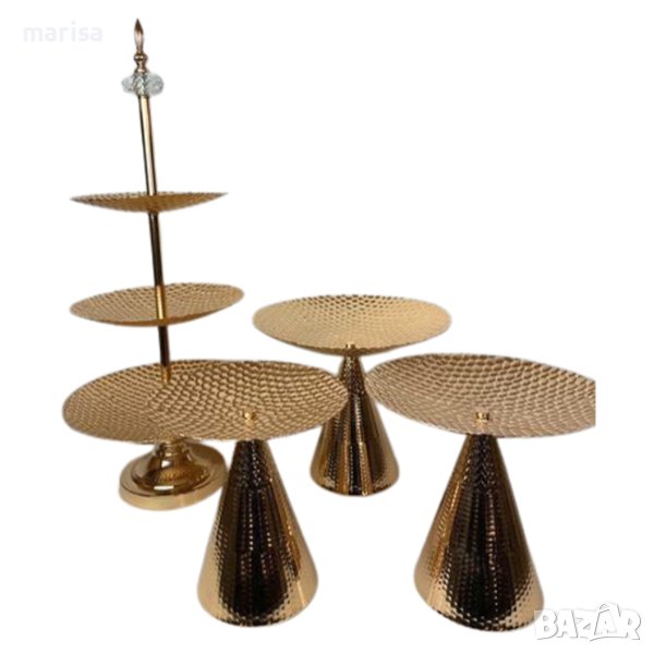 Метален сет за сладки 4 части, злато Код: 201, снимка 1