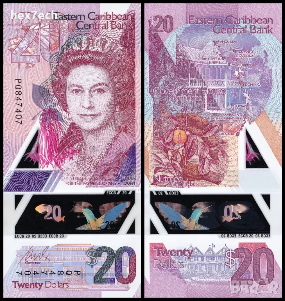 ❤️ ⭐ Източни Кариби 2019 20 долара полимер UNC нова ⭐ ❤️, снимка 1