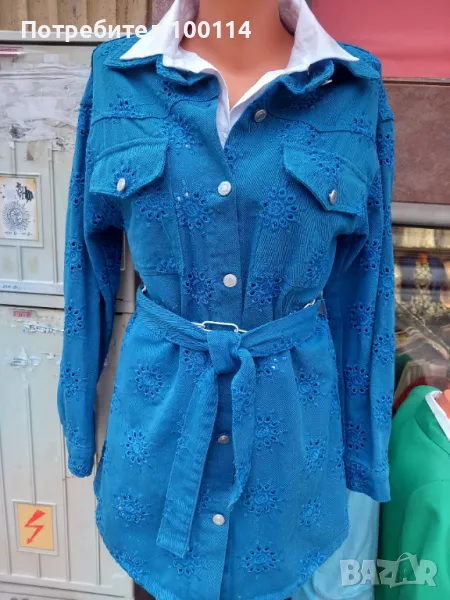 Манто/риза с рязана бродерия 100% памук   , снимка 1