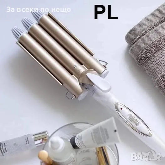 Тройна ретро преса за къдрене на косата в златист цвят Код P43, снимка 1