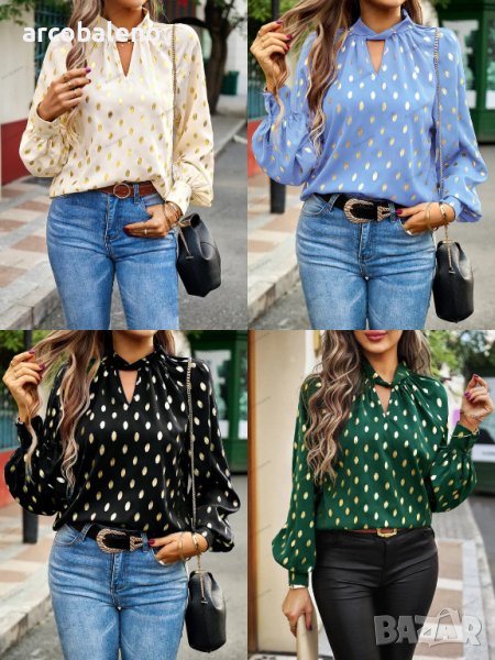 Темпераментна дамска риза на точки, 4цвята , снимка 1
