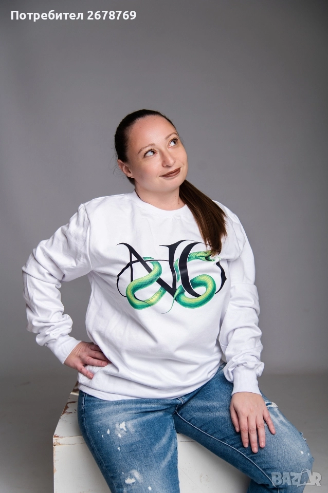 Дизайнерска бяла блуза Змия NG, снимка 1