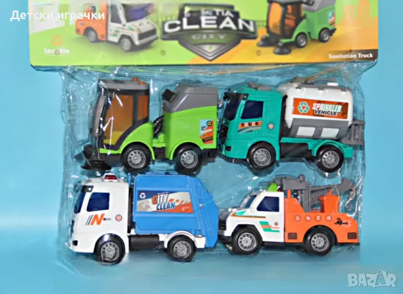 Комплект камиони 4 броя, цистерна, кран, снимка 1