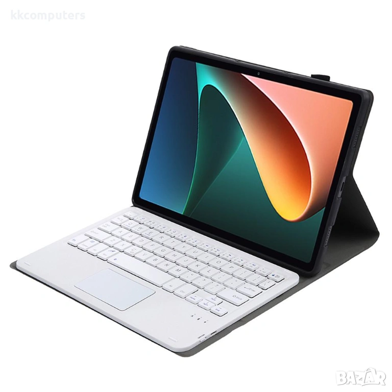 AN05-A Кожен Калъф с Bluetooth Клавиатура и Тъчпад за Xiaomi Pad 5 / 5 Pro - Отделяема, Стойка, Жест, снимка 1