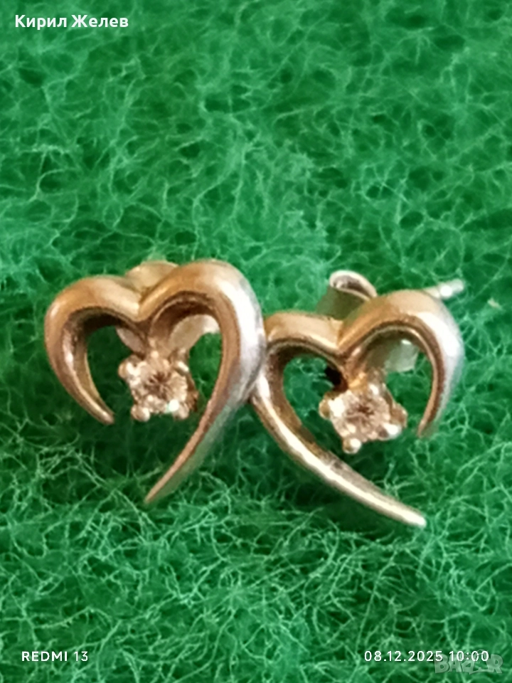 Стилни дамски обеци във формата на сърце ❤️ с кристали 25912, снимка 1
