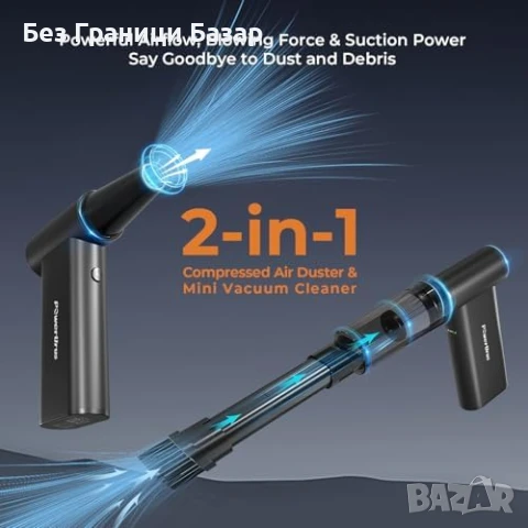 Нов Електрически Въздушен Почистващ Уред 4 Скорости, USB-C Зареждане, снимка 5 - Друга електроника - 50746187