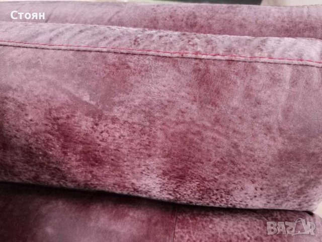 Червен кожен диван тройка - 100 % естествена кожа телешки бокс, снимка 3 - Дивани и мека мебел - 39945047