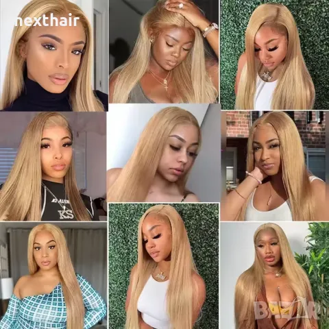 80 см дълга права медено руса перука с дантела 13*4*1