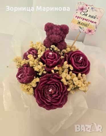 Ароматни букети от свещи, ръчна изработка , снимка 4 - Декорация за дома - 51321982