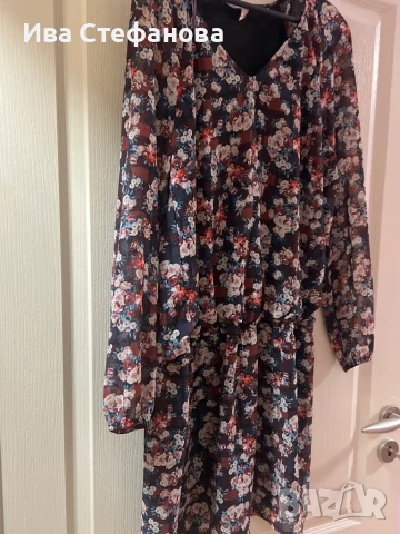  Нова нежна феерична къса флорален принт цветя ежедневна елегантна рокля ниска талия Esprit , снимка 3 - Рокли - 45685764