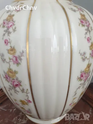 Johann Haviland Bavaria 33см/Хавиланд Бавария стара немска порцеланова ваза с капак-урна, снимка 3 - Вази - 55970563