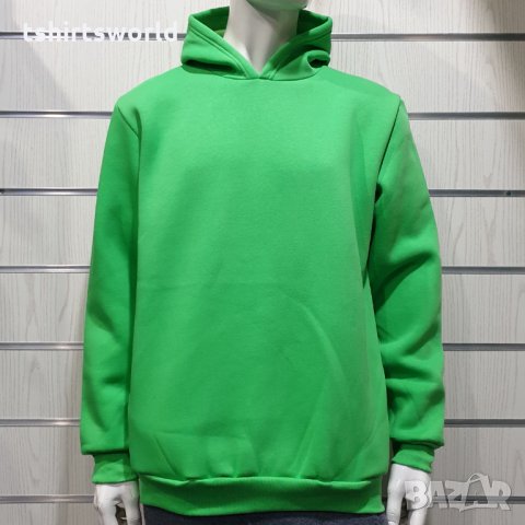 Нов мъжки зелен суичър с качулка и джобчета, снимка 8 - Суичъри - 34734168