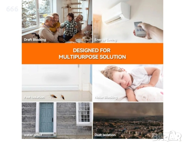 Силиконово уплътнение за врата  35 мм x 6 м, снимка 3 - Други стоки за дома - 53090517