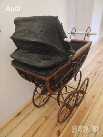 Винтидж ретро количка за кукли Викториански стил Ръчно изработена от естествени материали. , снимка 3 - Антикварни и старинни предмети - 49667702