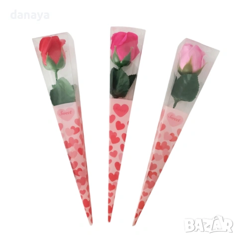 6373 Изкуствена роза в подаръчна кутия, 29 см