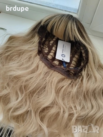 Средна дължина руса - омбре перука на вълни, снимка 7 - Аксесоари за коса - 44614418
