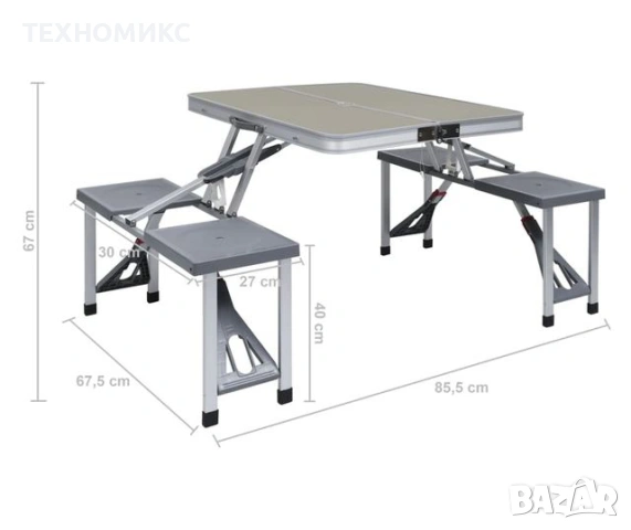 Сгъваем комплект за къмпинг - маса с 4 вградени стола, снимка 8 - Други стоки за дома - 53776671