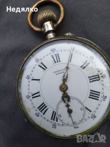 Сребърен джобен часовник Charles Locle, снимка 2 - Антикварни и старинни предмети - 41435026