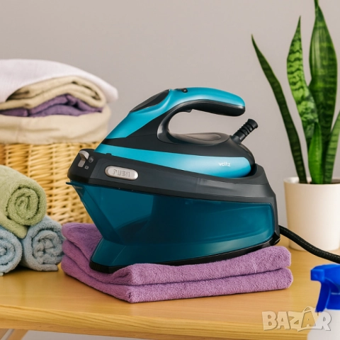 Ютия с Парогенератор Voltz OV51052A, 3200W, 1500мл., Керам. плоча, LED дисплей, Зелен спрей, снимка 3 - Ютии - 52093961