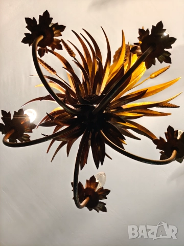 Масивен полилей и аплик от ръчно изработено желязо помеднено , снимка 9 - Полилеи - 51879261