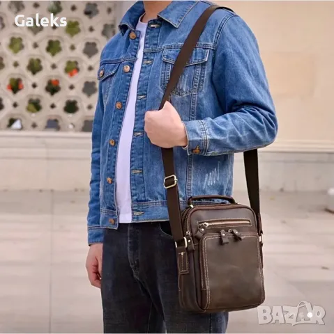 Премиум/Мъжка Винтидж чанта HUMERPAUL 1998 Crazy Horse* Естествена кожа!, снимка 14 - Чанти - 49925905