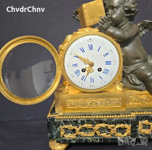 Франция 1800-те/50см-30кг комплект/стар френски фигурален каминен часовник-свещници/мрамор-бронз-ЦАМ, снимка 8 - Антикварни и старинни предмети - 56039605