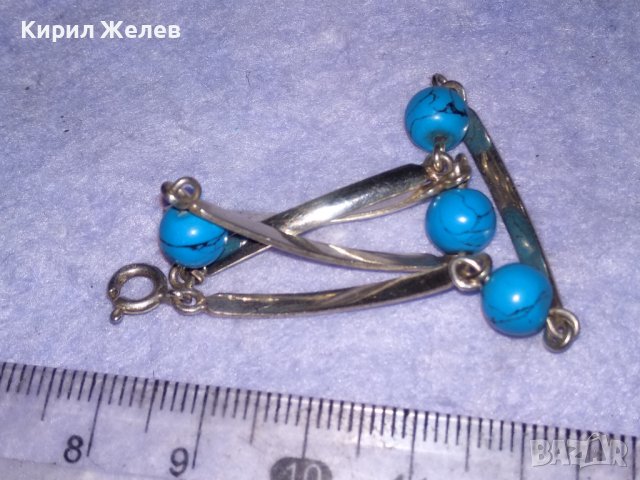 ДИЗАЙНЕРСКА МАРКОВА СРЕБЪРНА ГРИВНА с ЕСТЕСТВЕН ШЛИФОВАН ТЮРКОАЗ СРЕБРО 925 - ЧАСТ от КОМПЛЕКТ 38888, снимка 14 - Гривни - 41741060