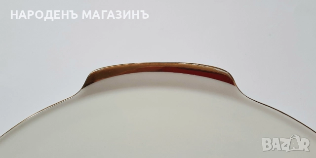 VOHENSTRAUS - JOHANN SELTMANN – Немски порцелан плато поднос за торта цветя злато, снимка 5 - Други ценни предмети - 52694844