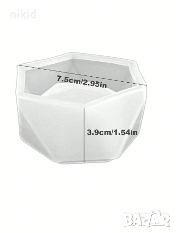 Шестоъгълник геометрична средна кашпа саксия силиконов молд форма фондан шоколад гипс смола декор, снимка 2 - Форми - 44530384