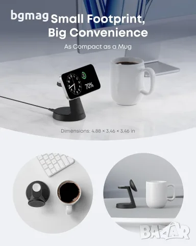 Anker Ultra Compact 3-in-1 Qi2 Wireless Charging Stand-безжично зарядно-стойка за телефон и Apple , снимка 6 - Безжични зарядни - 56062626